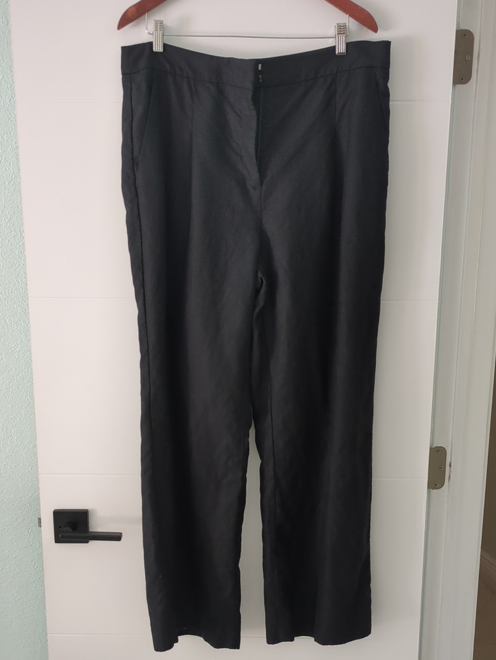 Banana Republic Classic Black Linen Wide-Leg Women's Pants Sz 16 Minimalist